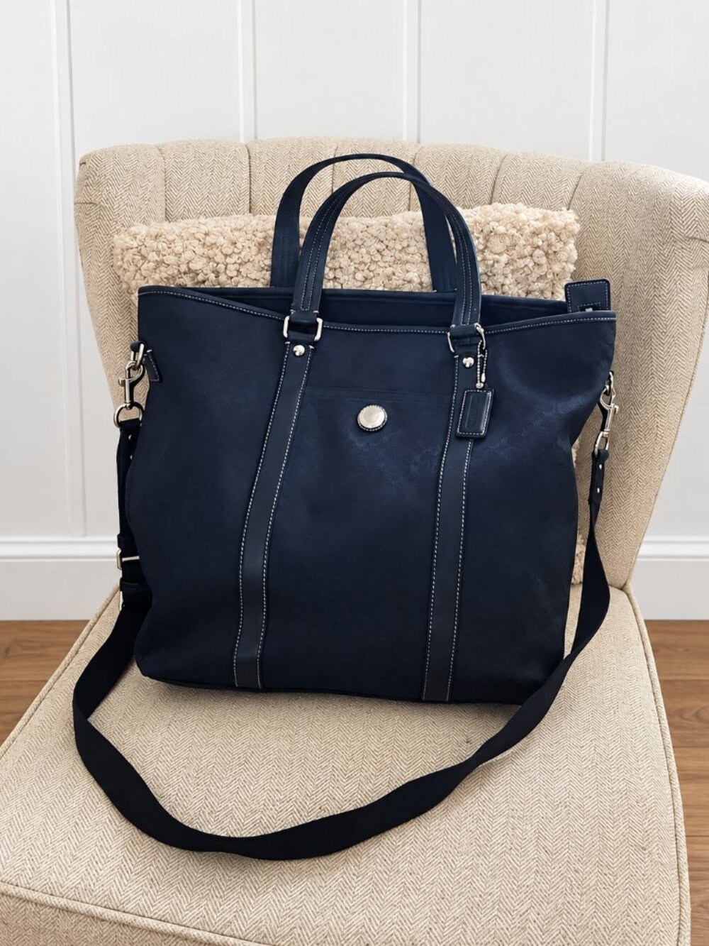 Coach Black Signature Large Laptop Work Tote Shoulder Bag